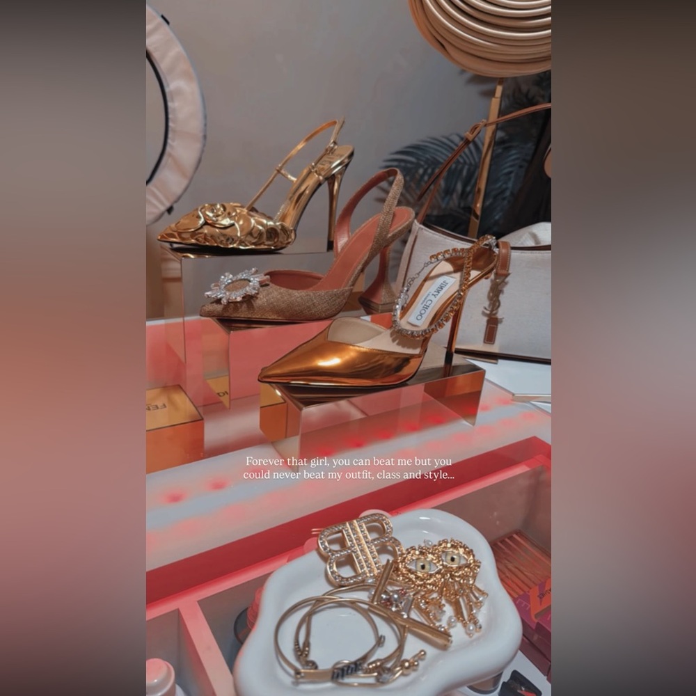 Valentino Gold and Tan Heels with Embellishments